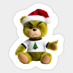 Cute Grumpy Bear at Christmas Kawaii Sticker